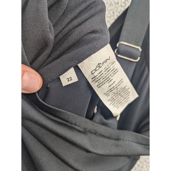 NWT Dolfin Aquashape Women's sz 22 Drape Front Black One Piece Swimsuit - Picture 8 of 10